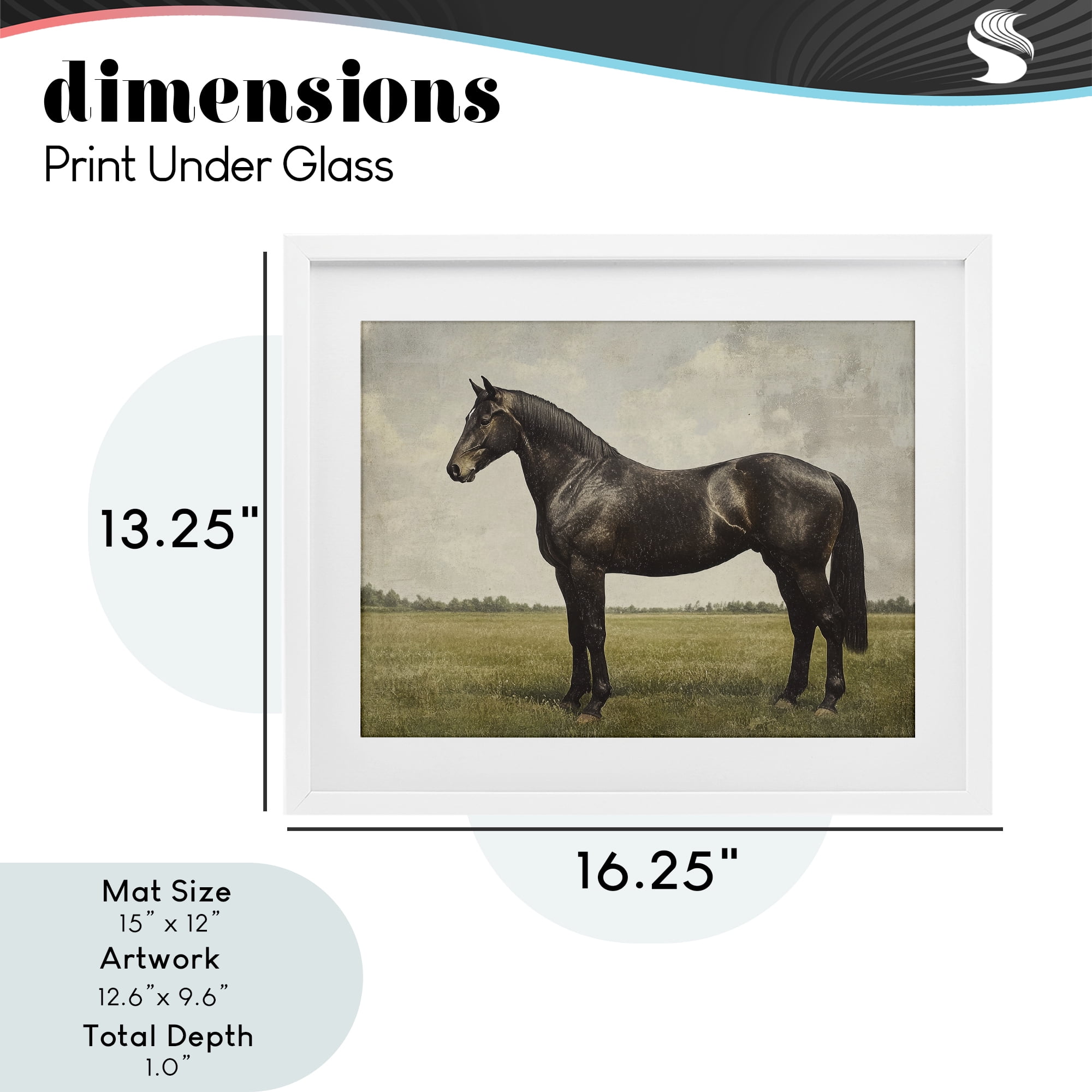 Stupell Industries Espresso Horse in Pastoral Field White Framed Print Under Glass, design by Petal Prints Design