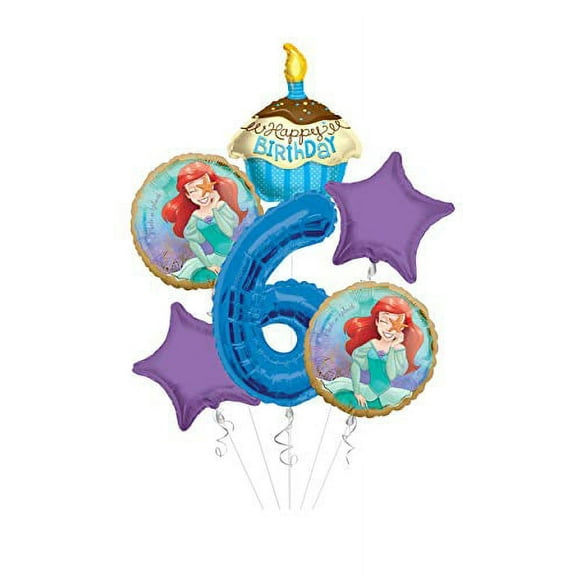 Anagram/Kaleidoscope Princess Little Mermaid (Ariel) Once Upon A Time Happy Birthday Balloon Bouquet 6 pc, 6th Birthday, | Viva Party Balloon Collection