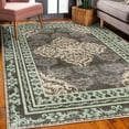 thumbnail image 3 of Damask Area Rug with Non-Slip Backing, Curlicue Design Traditional Flourishes in Retro Themed Flowers Artwork, Quality Carpet for Bedroom and Room, 6.6' X 9.6', Dark Brown Mint Green, by Ambesonne, 3 of 6