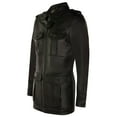 thumbnail image 2 of Mens Leather Safari Style Overcoat-Eastbourne in Black, 2 of 4