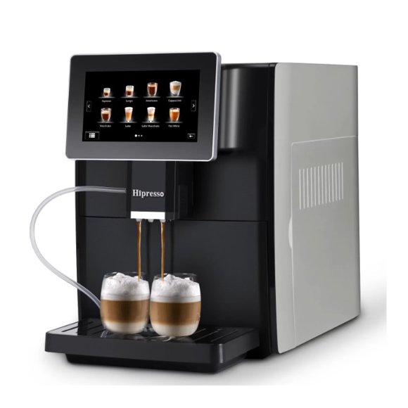 Hipresso Super-automatic Espresso Coffee Machine with Large 7 inches HD TFT Display Long, Americano,Cappuccino, Latte, Macchiato,Flat White, Espresso