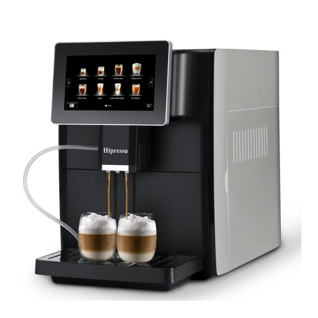 Hipresso Super-automatic Espresso Coffee Machine with Large 7 inches HD TFT Display Long, Americano,Cappuccino, Latte, Macchiato,Flat White, Espresso