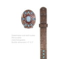 thumbnail image 5 of Western Turquoise Rhinestone Studded Faux Crocodile Print Genuine Leather Belt, 5 of 6