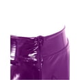 thumbnail image 5 of YIZYIF Womens Glossy Patent Leather Flared Miniskirt Invisible Zipper A-Line Mini Skirt Purple XL, 5 of 6