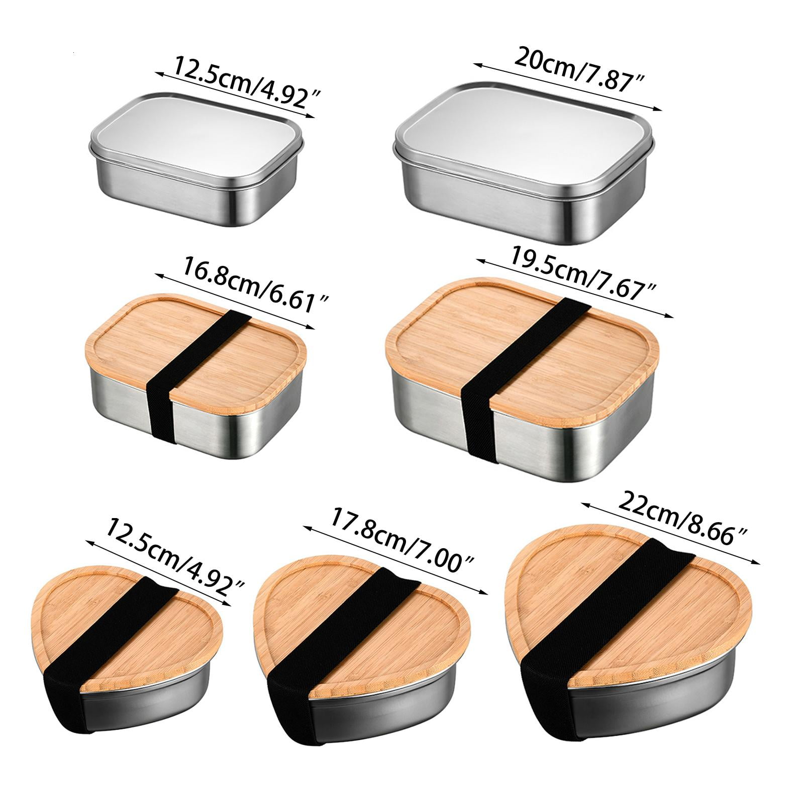 SDFGTstore Stainlesses Steel Lunch Box Portable Outdoor Picnics Camping Student Office Bentos Box with Wood Lid 5Style for Outdoor