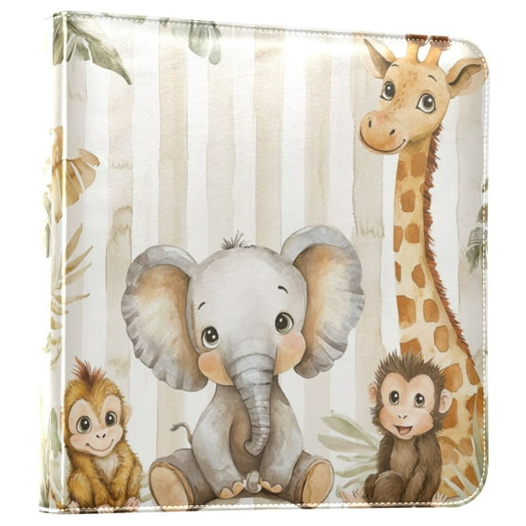 iauyy PU Leather Scrapbook Album | Expandable Binder with 20 Self-Adhesive Pages (11.8x24in)，Animals