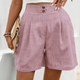 thumbnail image 4 of Summer Shorts for Women Elastic High Waist Wide Leg Pleated Pants Casual Loose Fit Bermuda Shorts Beach Vacation Outfits, 4 of 8