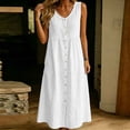 thumbnail image 6 of Horkkom Maxi Dresses for Women V Neck Sleeveless Solid Color Linen Dress Loose Casual Long Dresses with Pockets, S-3XL, 6 of 8