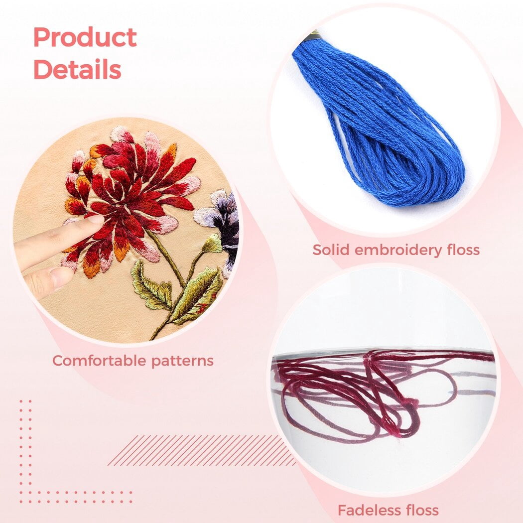 Embroidery Floss Set, Rainbow Color Polyester Cotton Threads for Cross Stitch, Bracelet Yarn, Craft Floss, Premium Rainbow Color Embroidery Floss