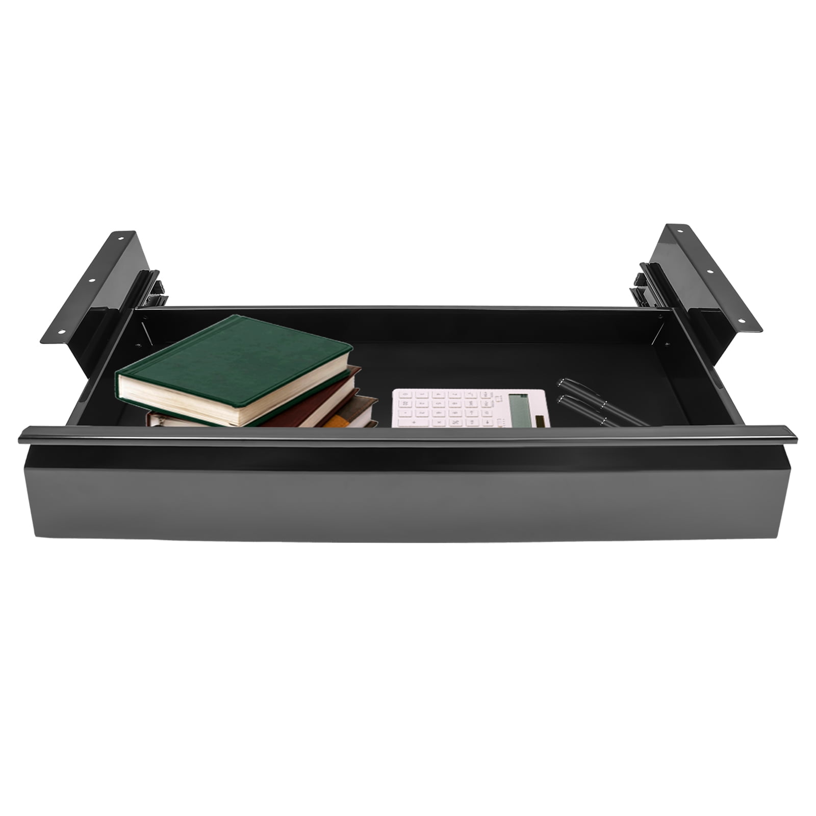 Dwellnix Under Desk Mounted Sliding Pull-Out Drawer, Iron Construction with Recessed Handle, Space-Saving Organizer for Office and Home, Quick Installation