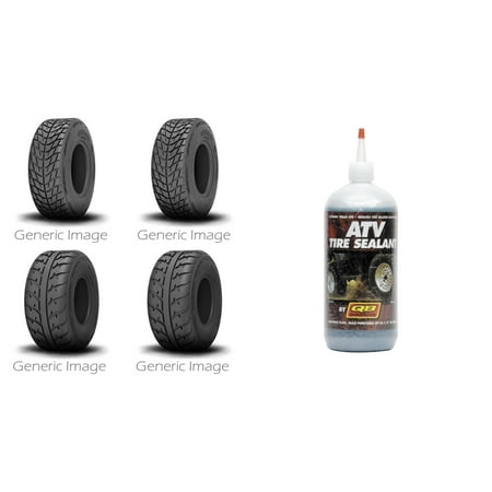 Set of 4 ATV KENDA Tires (Speed Racer K546 19x7-8 Front, 19x8-8 Rear) with QUADBOSS (Best Tire Sealant For Atv)
