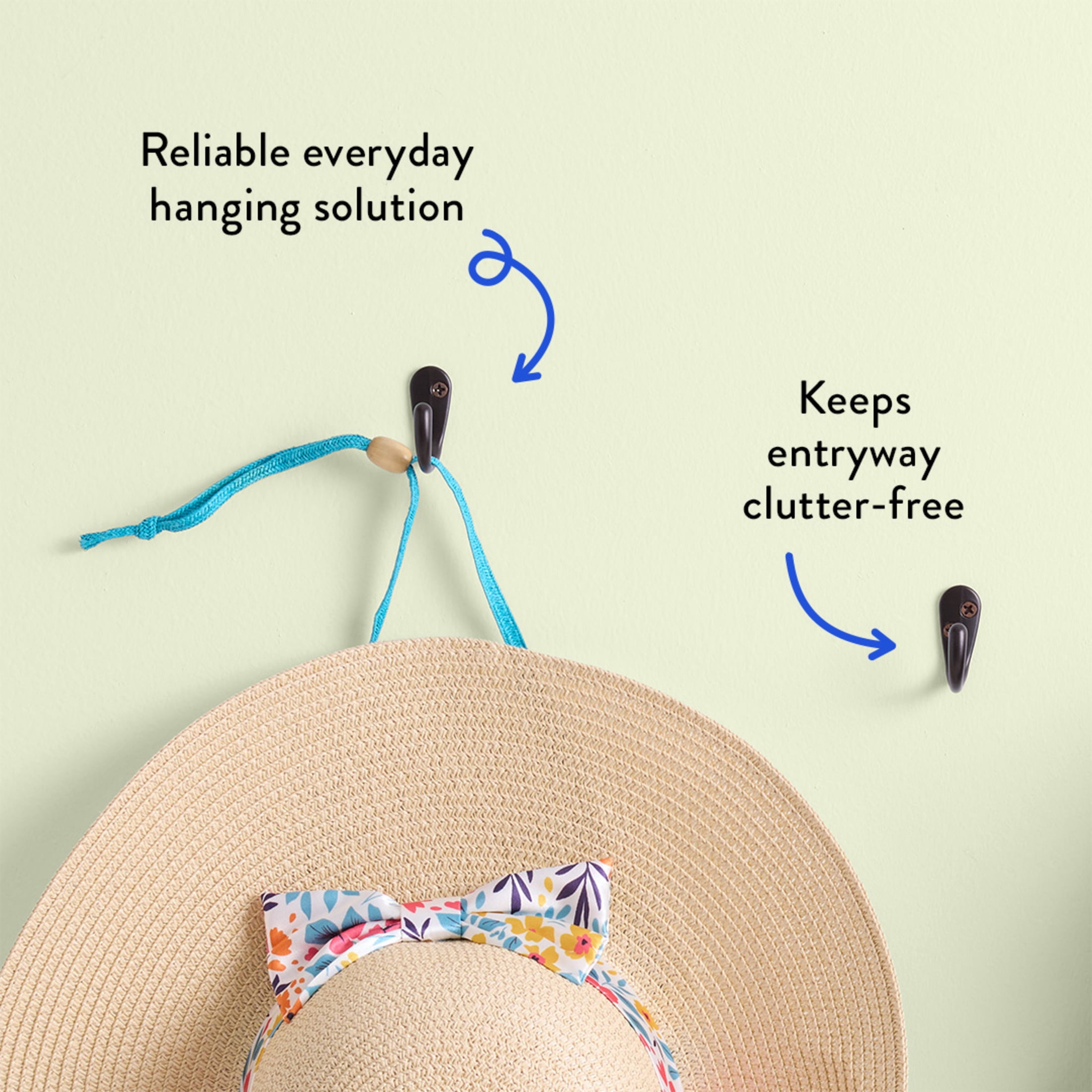 Mainstays, Bronze Finish Metal Hooks, Clutter-Free Hooks for Hanging Towels and Coats, 10 lbs Capacity, 2 Pack