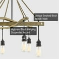 thumbnail image 2 of Kira Home Marlo 28" 6-Light Farmhouse Pendant Chandelier + Hanging Suspended Sockets, Smoked Birch + Textured Black, 2 of 7
