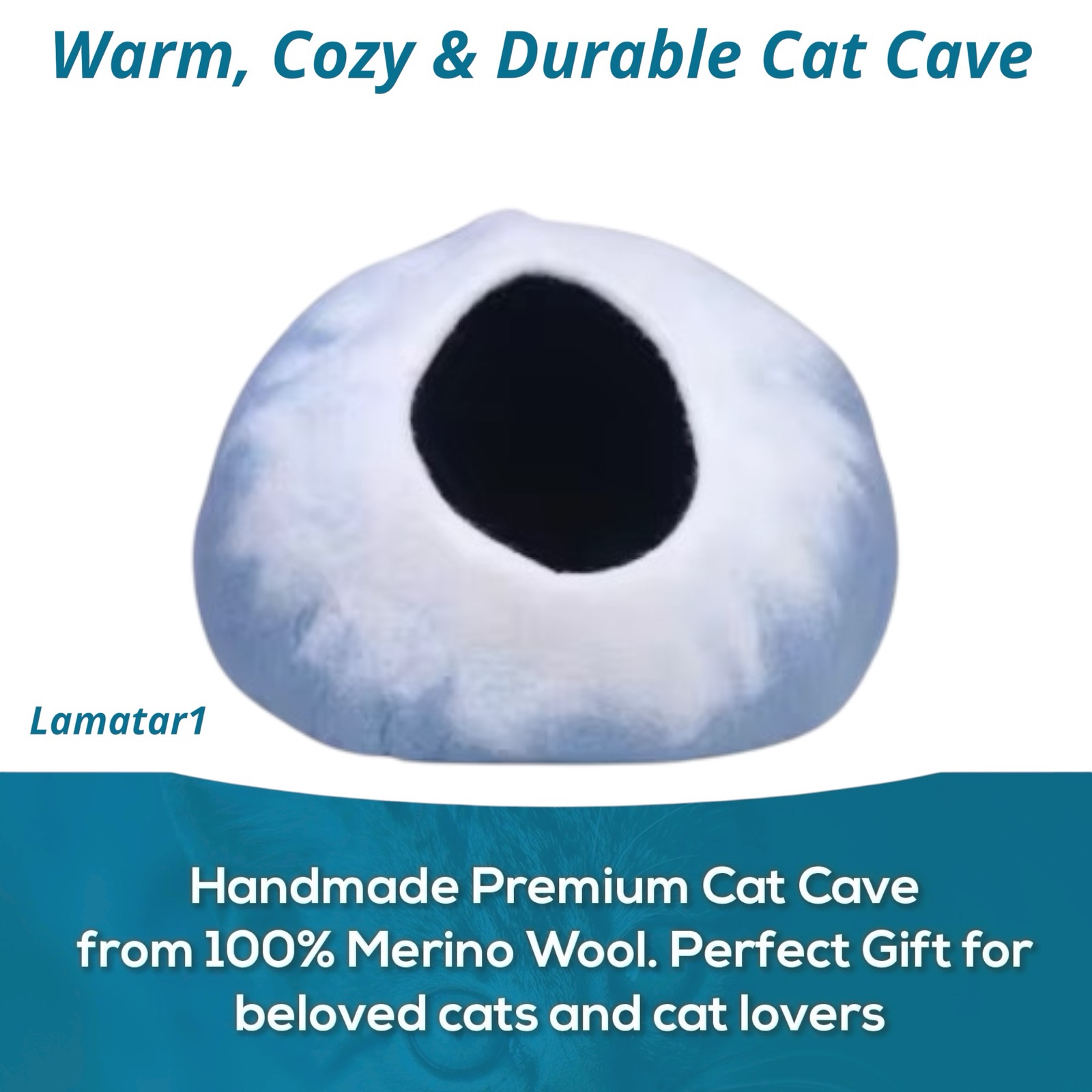 Handmade Merino Wool Cat Cave Bed – Cozy Felt Cat House for Indoor Cats & Kittens, Warm, Soft & Durable Cat Bed, 100% Natural Wool, Eco-Friendly,16x10 Inches, 7-Inch Entrance, Made in Nepal