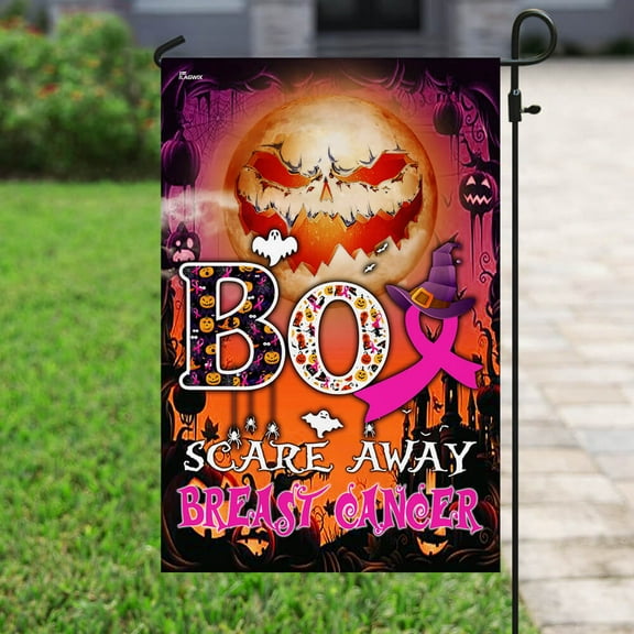 Flagwix Breast Cancer Decoration, Breast Cancer Awareness Halloween Creepy Flag - Garden Flag (12x18)