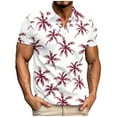 thumbnail image 2 of QUINDOS Shirts for Men Big and Tall Casual Short Sleeve Polo Collared Shirts Hawaii Print Loose Moisture Wicking Golf Tropical T-shirts, 2 of 5