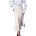 thumbnail image 2 of Women High Waist Front Center Slit Hem Faux PU Leather Fitted Mermaid Midi Skirt Khaki S, 2 of 9