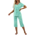 thumbnail image 4 of MINTREUS Womens Pajamas Short Sleeve Sleepwear Tops and Capri Pants Pjs Print Pajama Sets S-2XL, 4 of 7