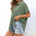 thumbnail image 6 of Nmnitkp Women's Tops, Tees & Blouses Oversized Collared Button Down Short Sleeve Shirt, Casual Loose Fit Summer Blouse for Women Daily Wear Army Green,L, 6 of 7