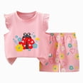thumbnail image 2 of Toddler Baby Girl Summer Clothes Set Cute Cartoon Letter Printed Flying Sleeve Top Floral Shorts 3M 6M 12M 18M 24M 1T 2T 3T 4T 5T 6T Baby Girls Summer Outfit Two Piece Set, 2 of 5