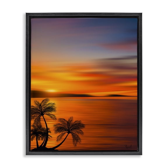 Stupell Industries Modern Pleasant View Sunset Black Floating Frame Canvas Art, 17 x 21, by Renel Peters