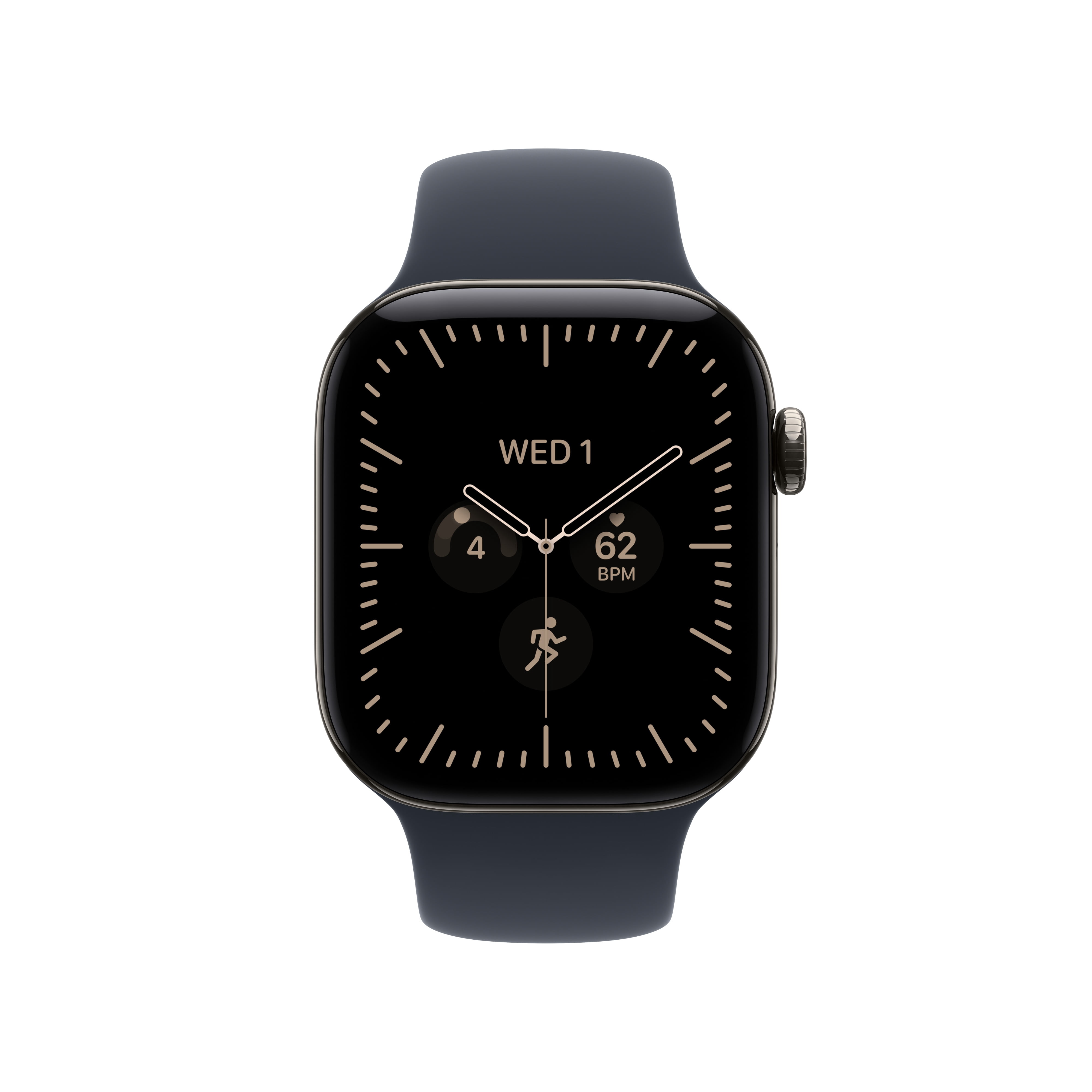 Apple Watch Series 12 GPS + Cellular 42mm Natural Titanium Case with Navy Blue Sport Band - M/L