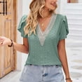 thumbnail image 4 of Njoeus Women's Summer Lace V-Neck Eyelet Tunic Tops Short Sleeve Tee Shirts Loose Casual Dressy Blouses S-XXL, 4 of 5