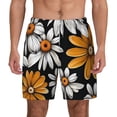 thumbnail image 3 of Uemuo Yellow White Daisy Pattern Pattern Mens Swim Trunks Quick Dry Board Shorts with Mesh Lining, Stretch Beach Shorts Quick Dry No-Chafing Board Shorts-X-Large, 3 of 9