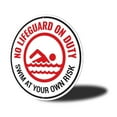 thumbnail image 4 of No Lifeguard on Duty, Funny Pool Notice Sign, Home Backyard Aluminum Metal Decor Sign - 12" Round, 4 of 4