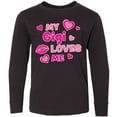 thumbnail image 3 of Inktastic Valentine's Day My Gigi Loves Me Hearts and Lips Long Sleeve Youth T-Shirt, 3 of 5