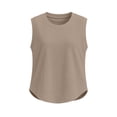 thumbnail image 4 of Mifsaly Womens Ribbed Sleeveless Tank Tops Casual Crewneck Muscle Shirts Summer Loose Fit Basic Activewear Undershirts Khaki,L, 4 of 7