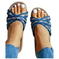 thumbnail image 3 of ZTTD Women's Slippers Men Home Summer Cross Strap Ladies Casual Shoes Linen Slippers Blue, 3 of 8