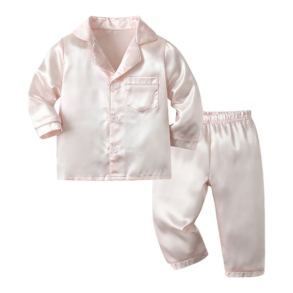 Byoo Solid Toddler Girls Outfits Long Sleeve Button Down Shirt Pants Nightwear Comfy Soft Sleepwear for Kids