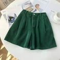 thumbnail image 2 of Tiqkatyck Womens Shorts Clearance, Women's Casual High Waist All Corduroy Straight Leg Shorts Ladies Casual Workout Shorts, Bermuda Shorts for Women Green XXL, 2 of 5