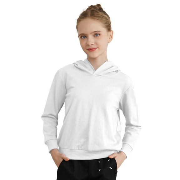 DPOIS Kids Girls Boys Long Sleeve Hooded Sweatshirt Pullover Hoodies White 4-5