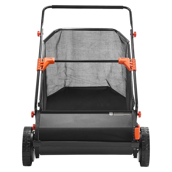 KFFKFF Push Lawn Sweeper, 26 in Leaf and Grass Collector with 7 cu. ft. Hopper Bag, Adjustable Brush Height, Spinning Brushes, Durable Yard Sweeper with Rubber Wheels for Leaf and Grass Cleanup