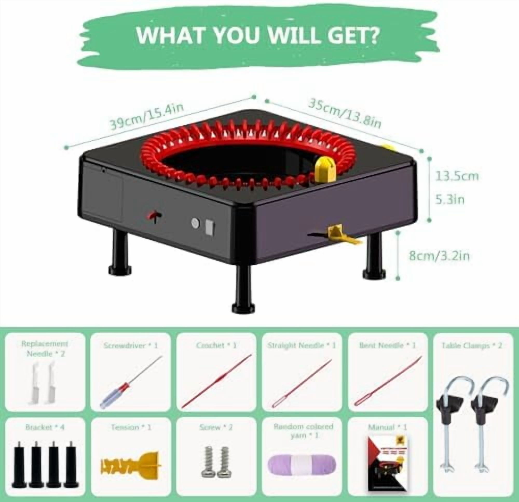 Knitting Machine 48 Needles Knitting Crochet Machines for Adults and Beginners, Smart Knitting Loom Machine for Hat, Socks, Scarves, Gloves, Knitting Looms Board Rotating Double Knit Machine Kit