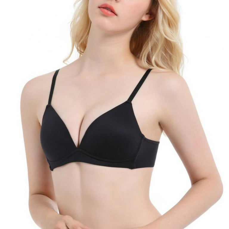 Women Wire-free Seamless Bra,Deep U Comfort Push Up Seamless