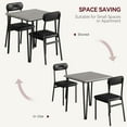 thumbnail image 3 of Modern 3-Piece Dinette/Bistro Set for 2: Square Kitchen Table with Storage Shelf & Upholstered Chairs, Compact Metal Frame for Small Spaces and Breakfast Nooks, 3 of 7