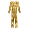 thumbnail image 6 of iixpin Women's Metallic Shiny Long Sleeve Back Zipper Jumpsuit One Piece Full Body Fitness Bodysuit Gold 3XL, 6 of 7