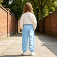 thumbnail image 2 of Shadoumai Girls Casual Sweatpants Letter Graphic Print Kid Activewear Elastic Waist Joggers Joggers For Play Everyday Wear,Girl Uniform Pants 7-8 Years, 2 of 6