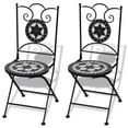 thumbnail image 2 of vidaXL 3 Piece Bistro Set Ceramic Tile Black and White, 2 of 5
