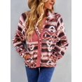thumbnail image 4 of Women'S Fleece Jacket Print Long Sleeve Button Down Shacket Jacket Coats Red XL, 4 of 8