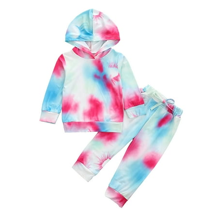

Pullover Tie-Dye Sweatshirt+Pants Baby Girls Outfits Boys Hooded Outfits&Set