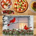 thumbnail image 5 of JOOCAR Winter Cardinal Window Scene Linen Table Mats Set of 4 for Home Kitchen Table Decor 12x18 inch, 5 of 5