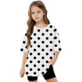 thumbnail image 5 of Kaemgyyd 5-15 Years Toddler Girls Summer Tops Fashion Polka Dot Half Sleeve T-Shirts Cute Round Neck Loose Tee for Children Kids, 5 of 6