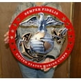 thumbnail image 3 of USMC Globe Round Semper Fidelis Metal Sign w/Red Officer Circle 19" x 19", 3 of 3
