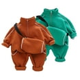 thumbnail image 2 of LYMAYTER Kids Unisex Tracksuit Outfit 2PCS Boys Girls Cotton Zipper Jacket Tops + Spring Fall Sweat Pants Set for 1-5 Years, 2 of 8