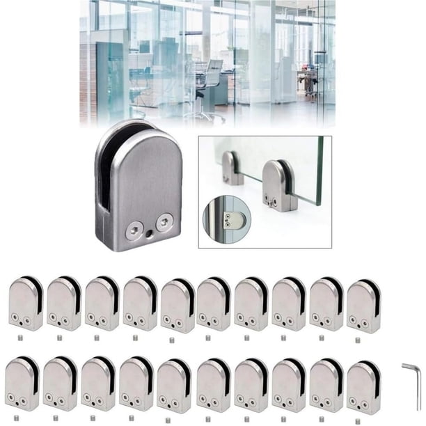 Abrazadera de Vidrio 20 Piezas Soporte de Vidrio Ajustable de 10-12 mm Abrazaderas de Vidrio de Acero Inoxidable 304 para barandilla de Escalera barandilla