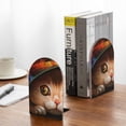 thumbnail image 5 of Susaid Animal Cat Print Wooden Bookends Decorative Book Ends for Shelves Heavy Books Holder Organizer Non-Slip Desk Book End for Kids Room Office School 1 Pairs, 5 of 8